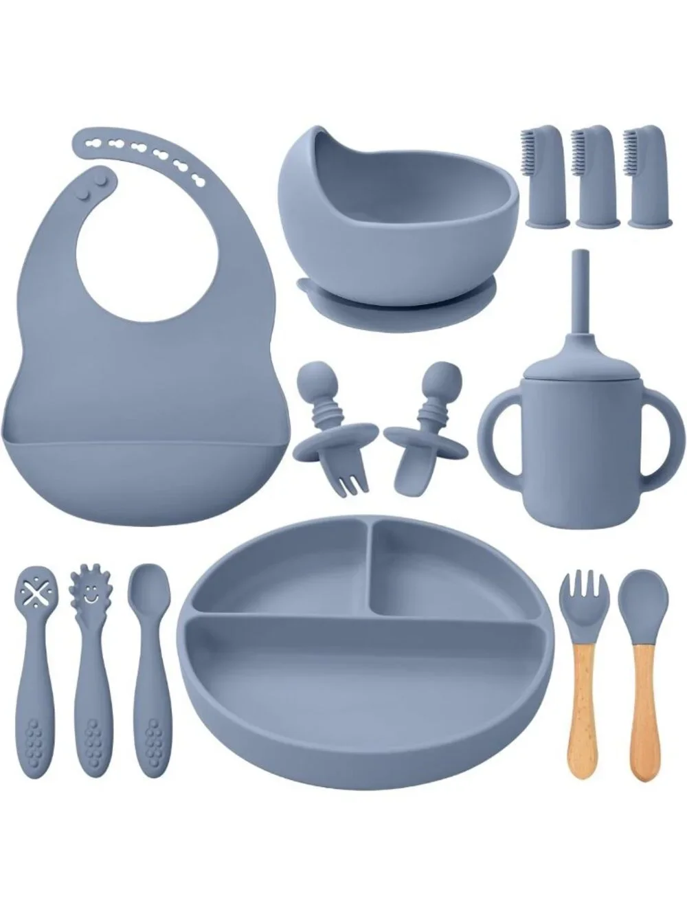 14-Piece Silicone Baby Feeding Set | Baby Led Weaning Utensils & Supplies